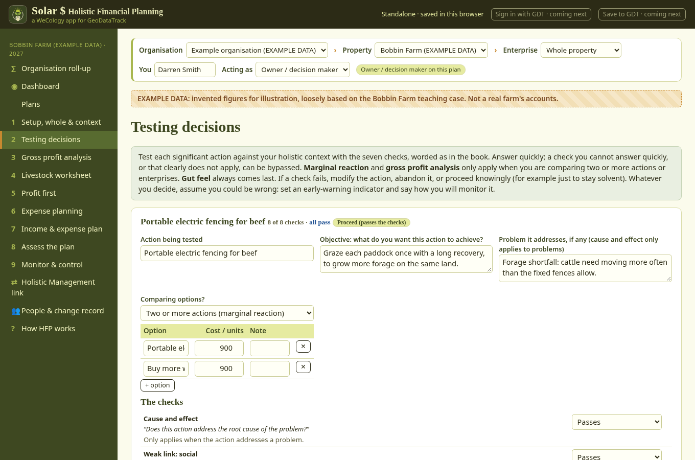 Testing a decision against the holistic context